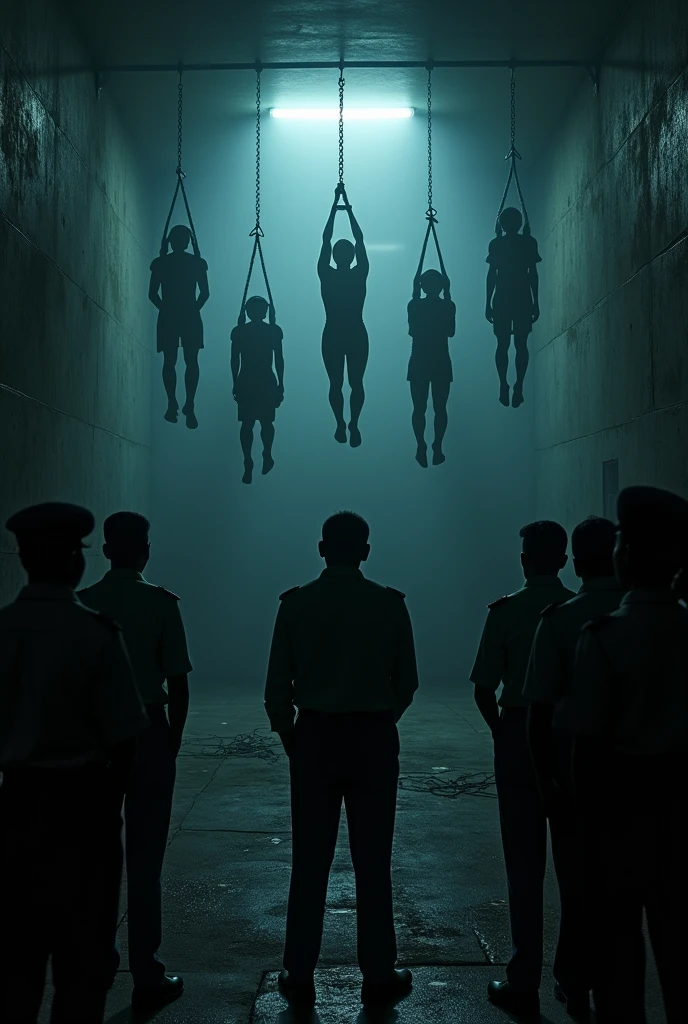 bangladesh prime minister saw 4 criminal hanging in prison.  around dark electricity gone. police and other ministers stand by