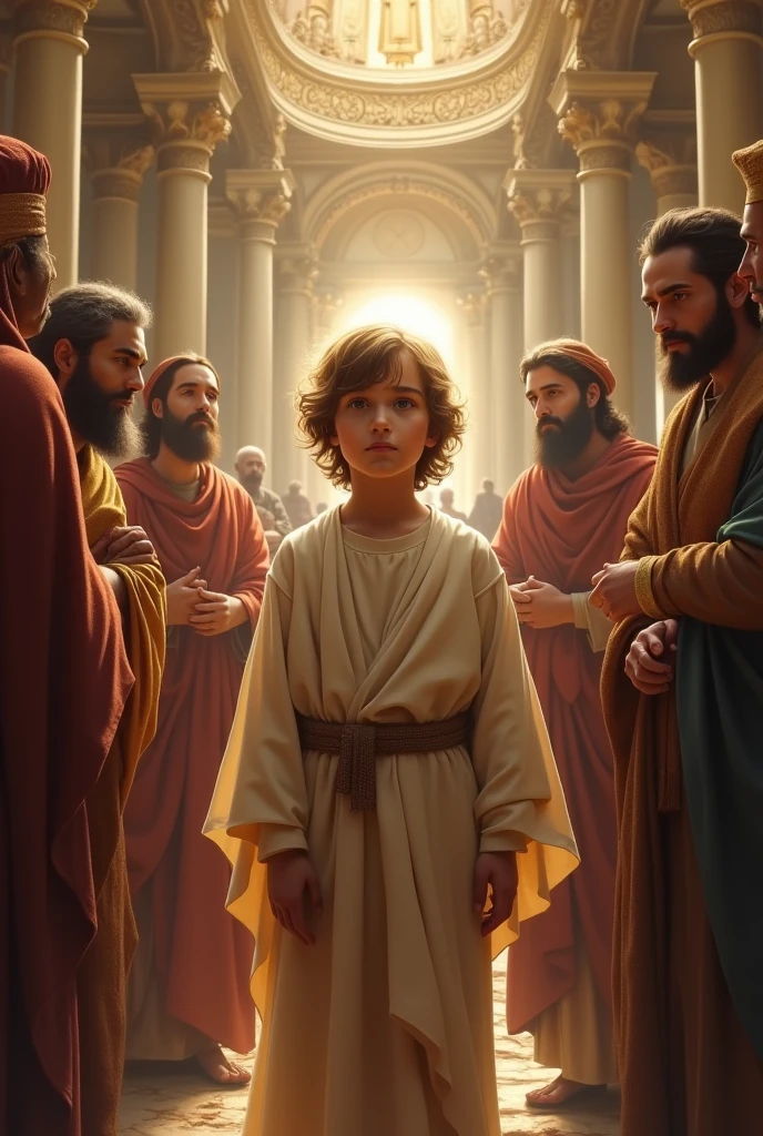 Drawing of a child Jesus in a temple 
