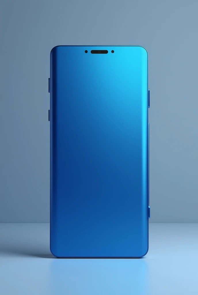 Image of a cell phone in a blue design with a gray background.