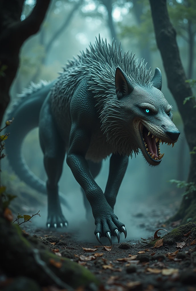 Wolf mixed with lizard