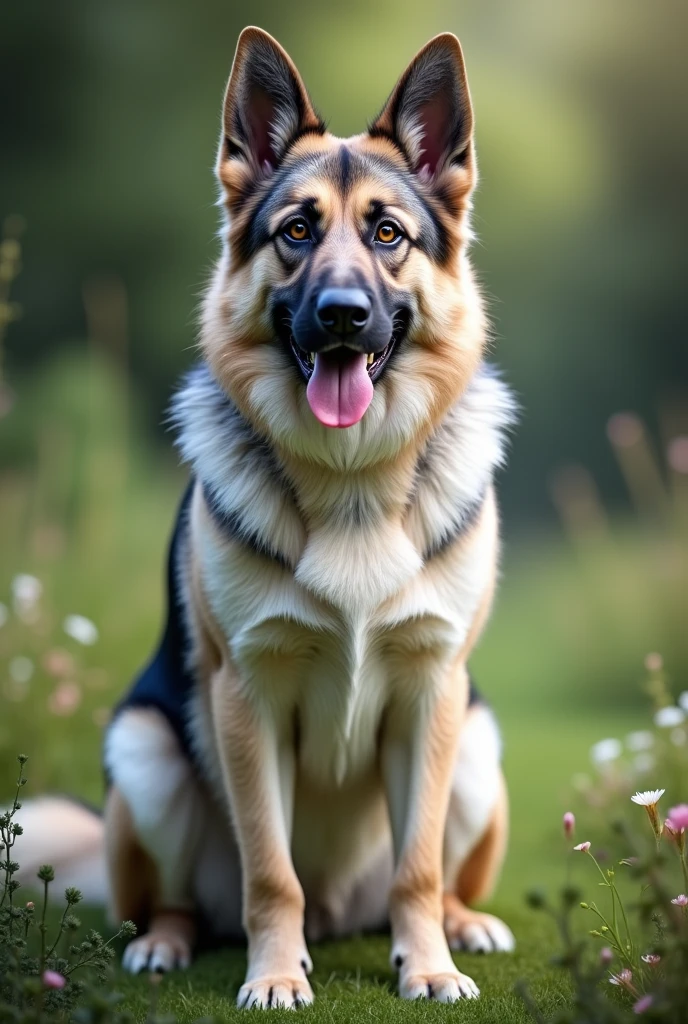 German Shepherd white underneath and gray on top