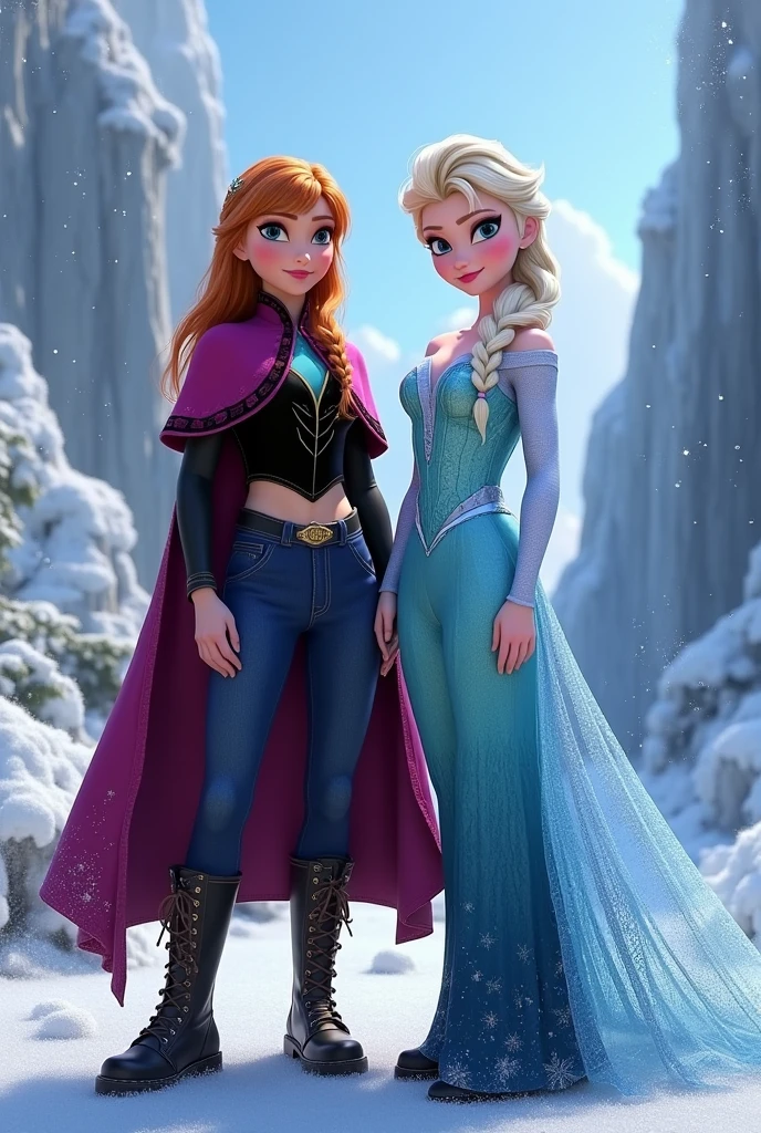 Anna And Elsa from Frozen belly-baring with dr martens boots