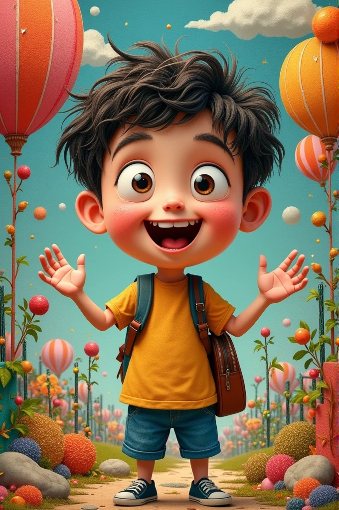 Animated collage boy without bag