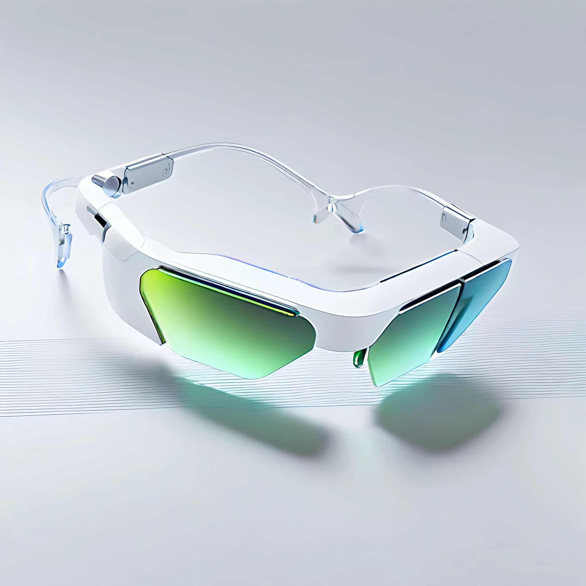 Futuristic glasses with white background, apple product