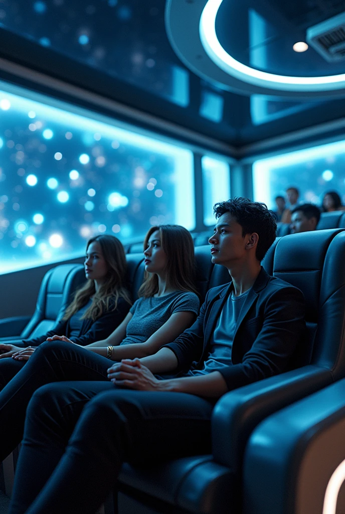 Futuristic mini theater who have seats where only one family watch the private screening 