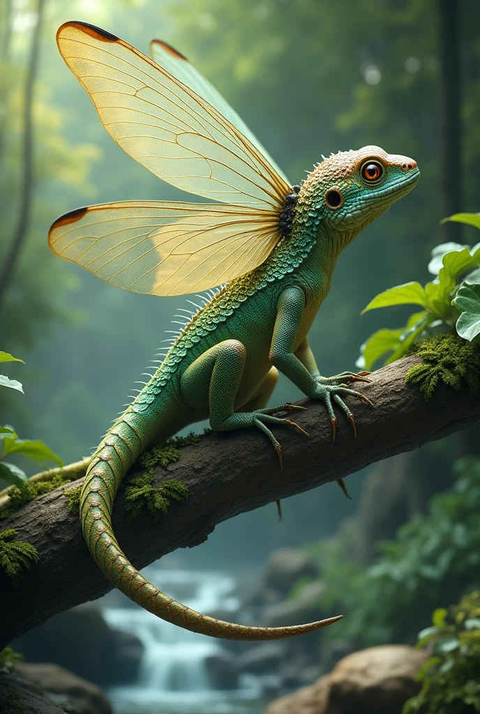 Lizard mixed with dragonfly