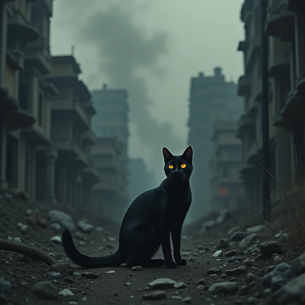 One black cat at the end of the world