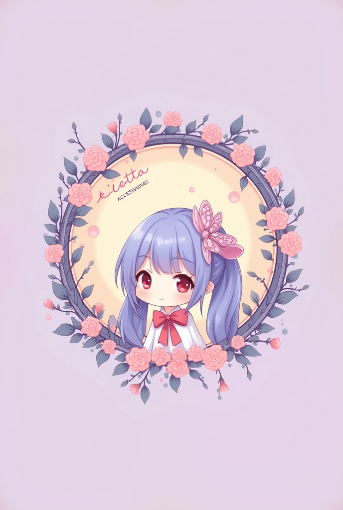 Lodo 2d,  in circle, lilac and pink background, I wore a bow and a butterfly, that says the word K&#39;lotta Accessories 