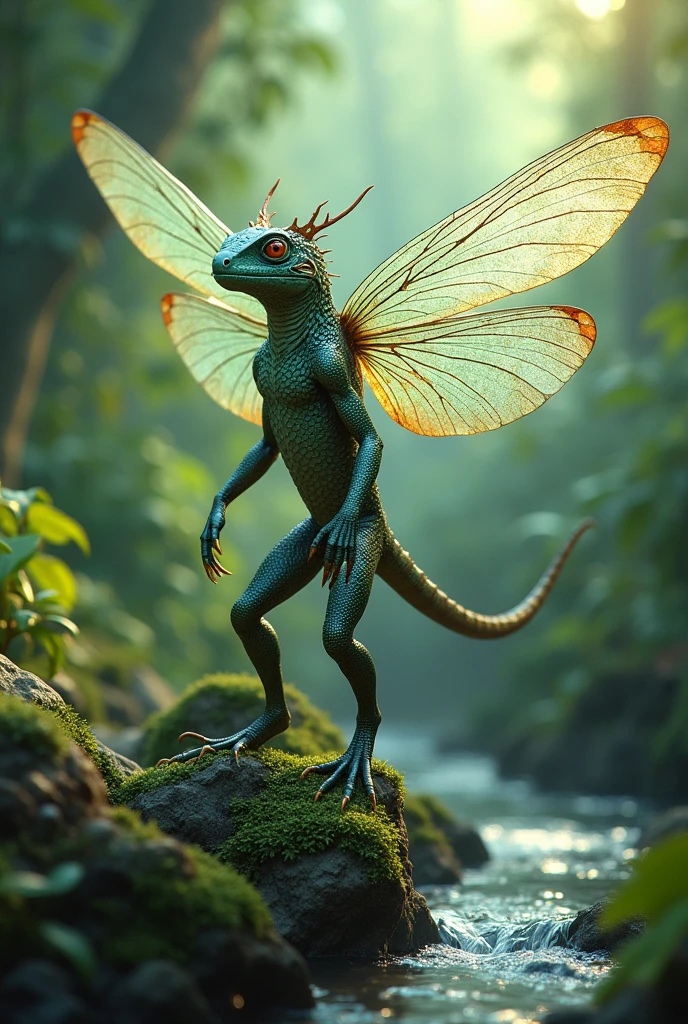 Lizard mixed with dragonfly