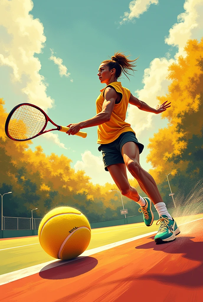 Create a long for my brand name sportsbee in which a racket hitting a ball shape of honey bee