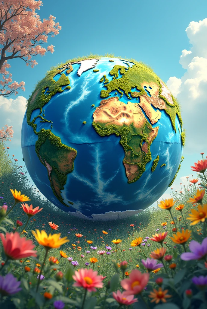 (Illustration:1.3) beautiful planet earth with flowers and plants sprouting spring day (by Artist Anna Dittman:1), (((masterpiece))), (((best quality))), ((ultra-detailed)),(detailed light),((an extremely delicate and beautiful)),