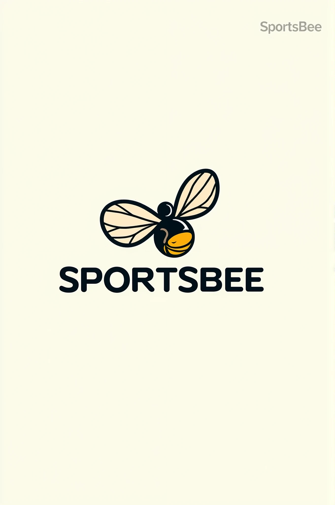 Creat a logo for my brand name sportsbee in which a racket hitting a ball shape of honey bee