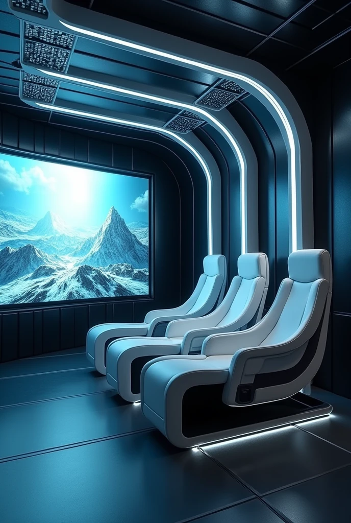 Futuristic mini theater where you can watch private screening