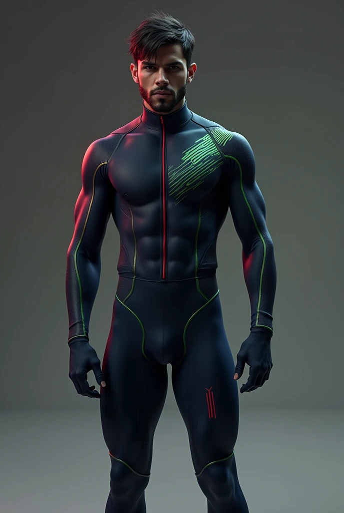 You can make a pentathlon uniform with the ESMIC colors red, blue and green, with style and lycra type Nooo, darker and with a few stripes