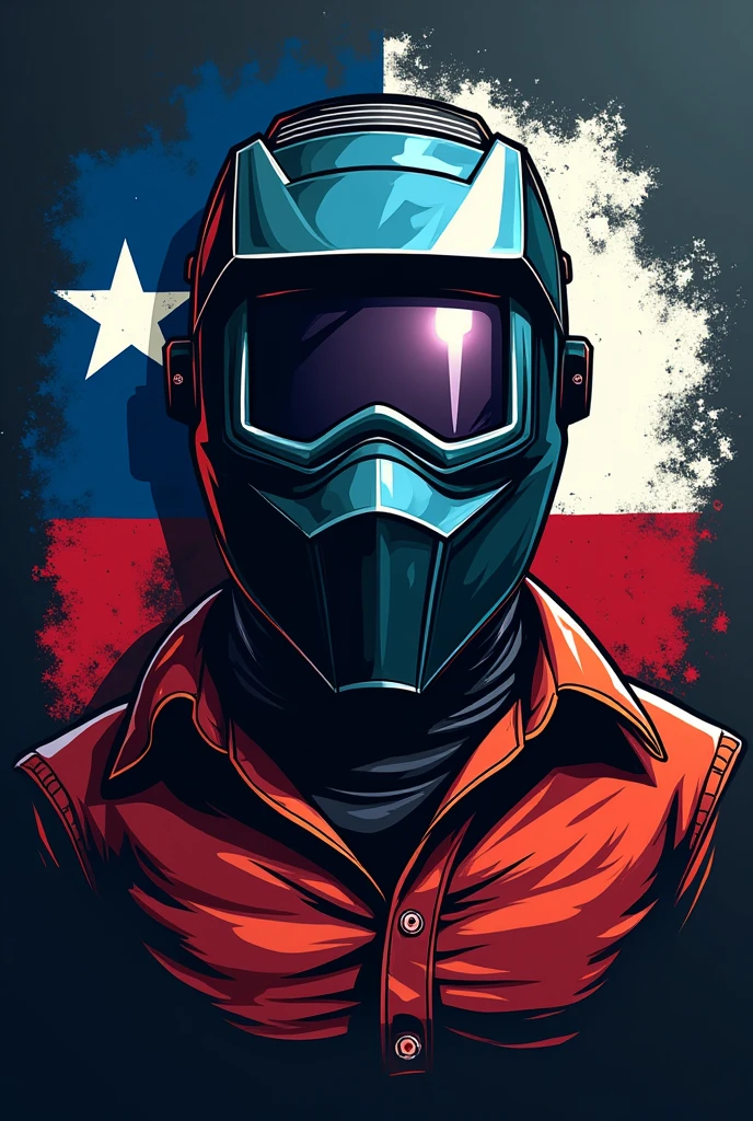 Newbie logo, mig welding, pro welding slogan welder mask, chilean flag, 