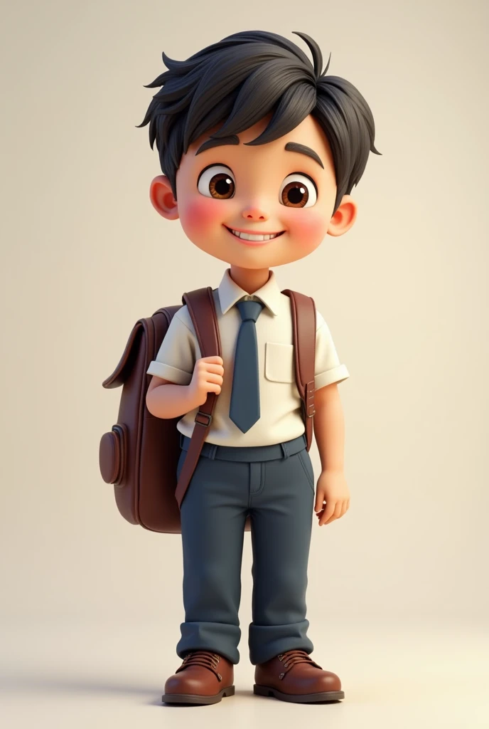 child with school uniform backpack and smiling male