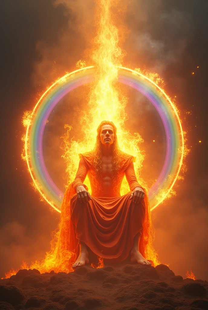 Clothed in fire and seated on his throne, God appeared to Ezekiel like a human. Colored light that looked like a rainbow surrounded him.