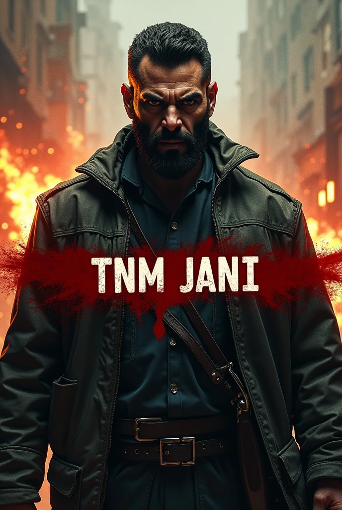 Best and terrifying character and place a name on the photo with TNM LEADER horizontally and place a blood over name and now change the name into TNM JANI and place exploding gernades in background