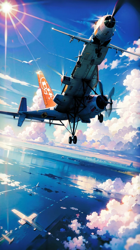 Airplane flying through time,busy