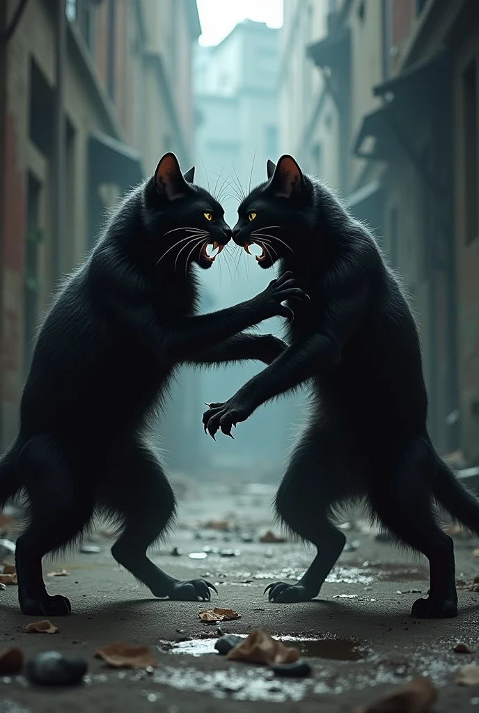 Black cat fights