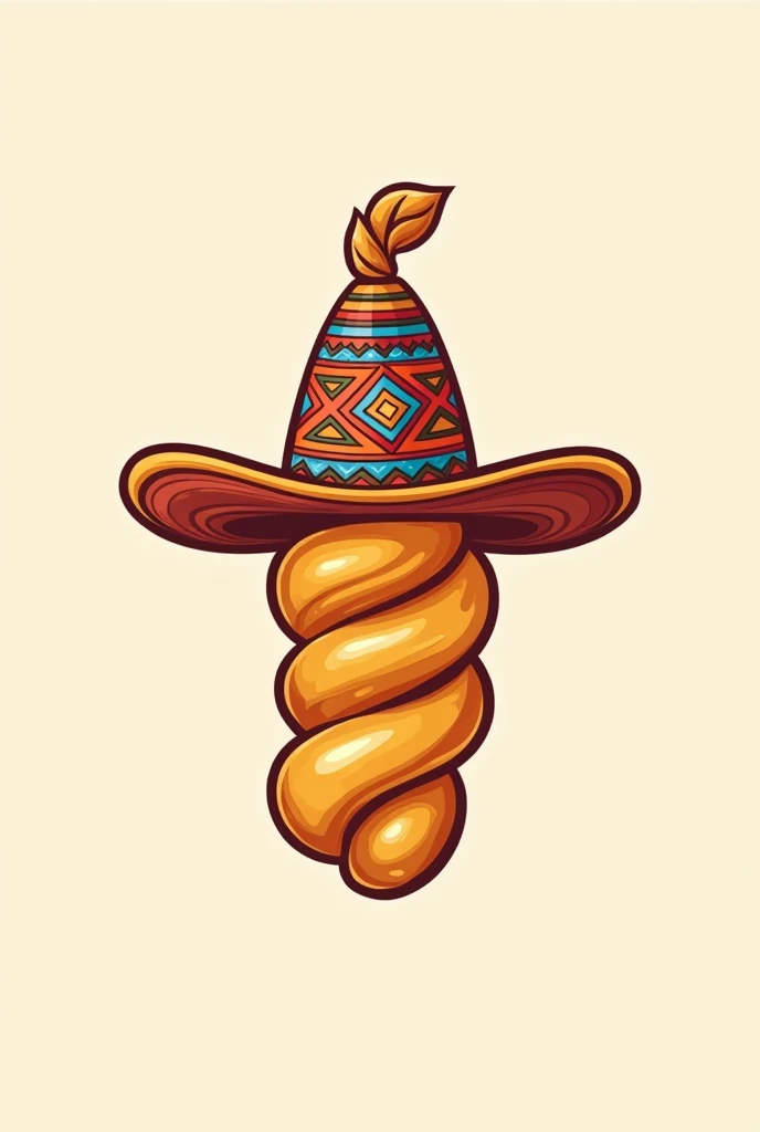 Create a logo for a company called churro andino and I want it to be a churro with a Bolivian hat which is a sleeping chullo 