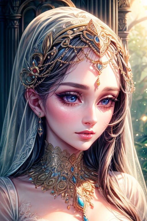((best quality)), ((masterpiece)), (detailed), Queen Salomè as in moreau's picture, sensual, elegant, on her face a serious and sad expression
