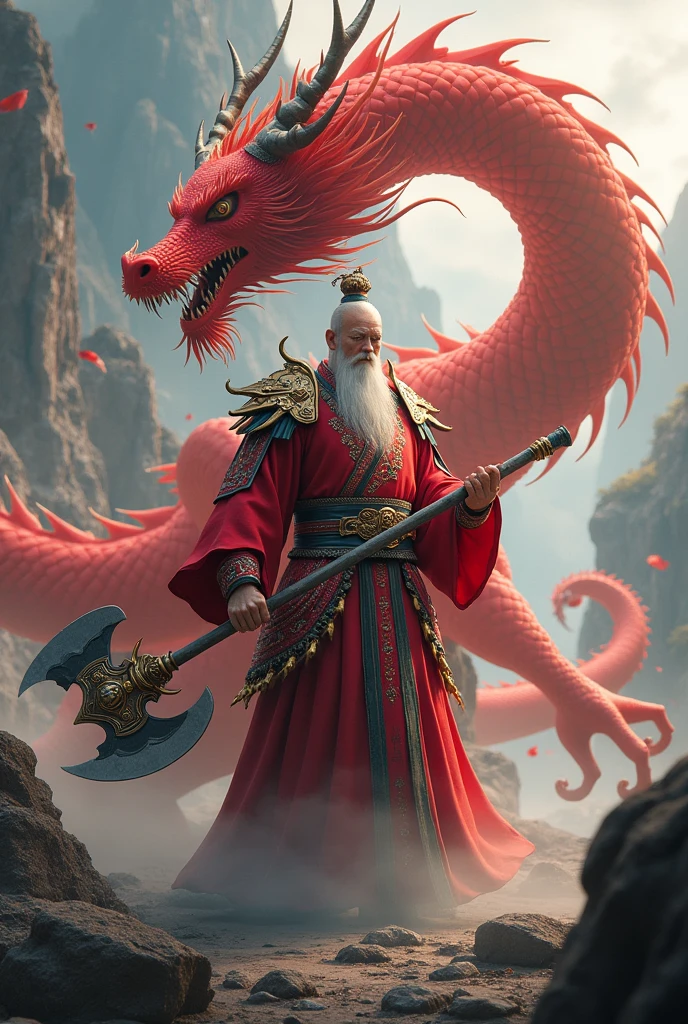 A  strong male who the famous lord of Chinese red dragon and hi combat with monsters and hi have strongly Axe and additionally have a friend who the famous lord of strong  monkey man