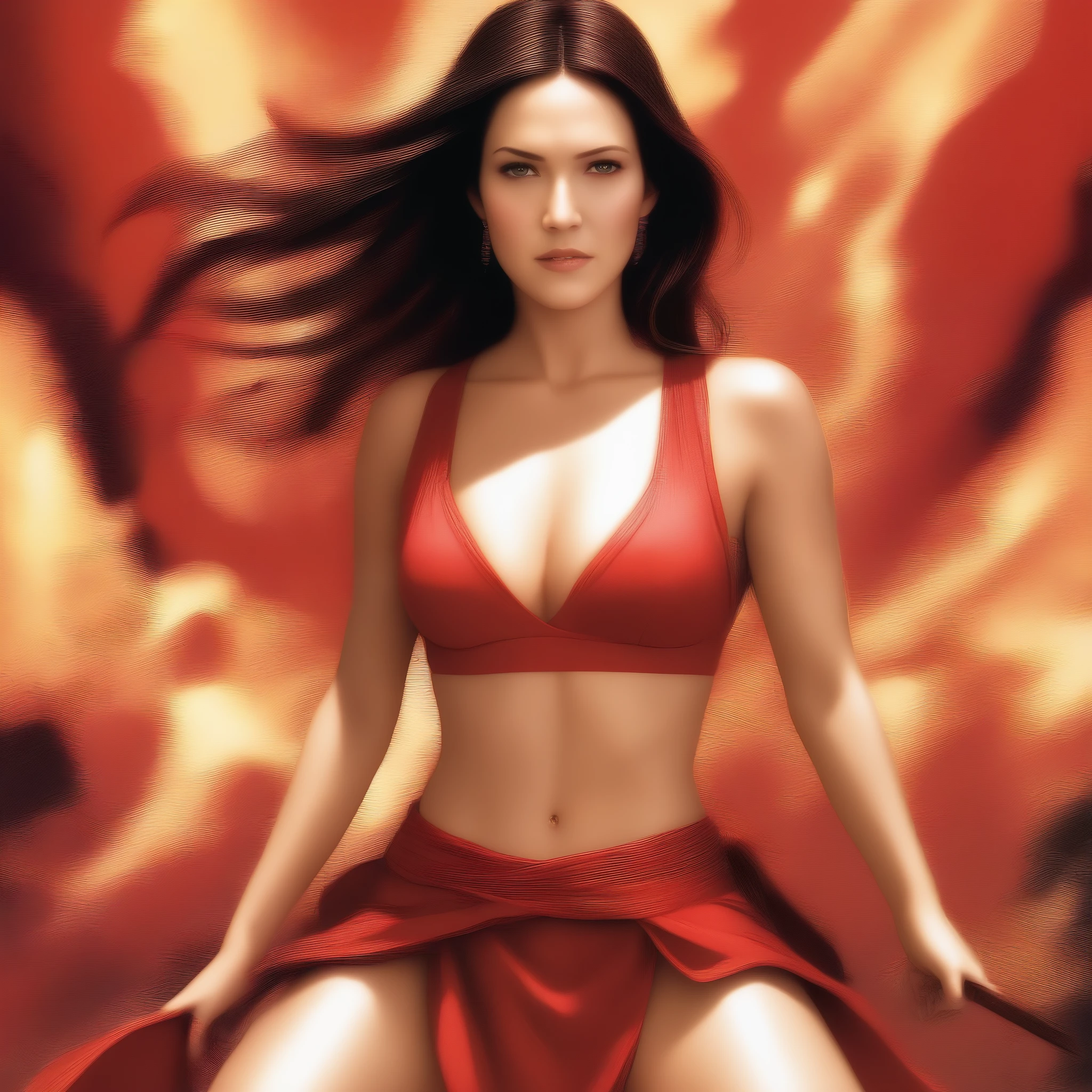 (masterpiece, best quality:1.2), 1girl, solo Mandy Moore as Mai Shiranui