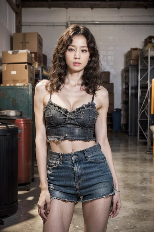 (Original Photography, best quality), (Reality:1.3), (Photo quality:1.2), (Ultra-high resolution:1.0), 8k, RAW photos,Mature movie actress, Filming,In the storage room,dramatic picture