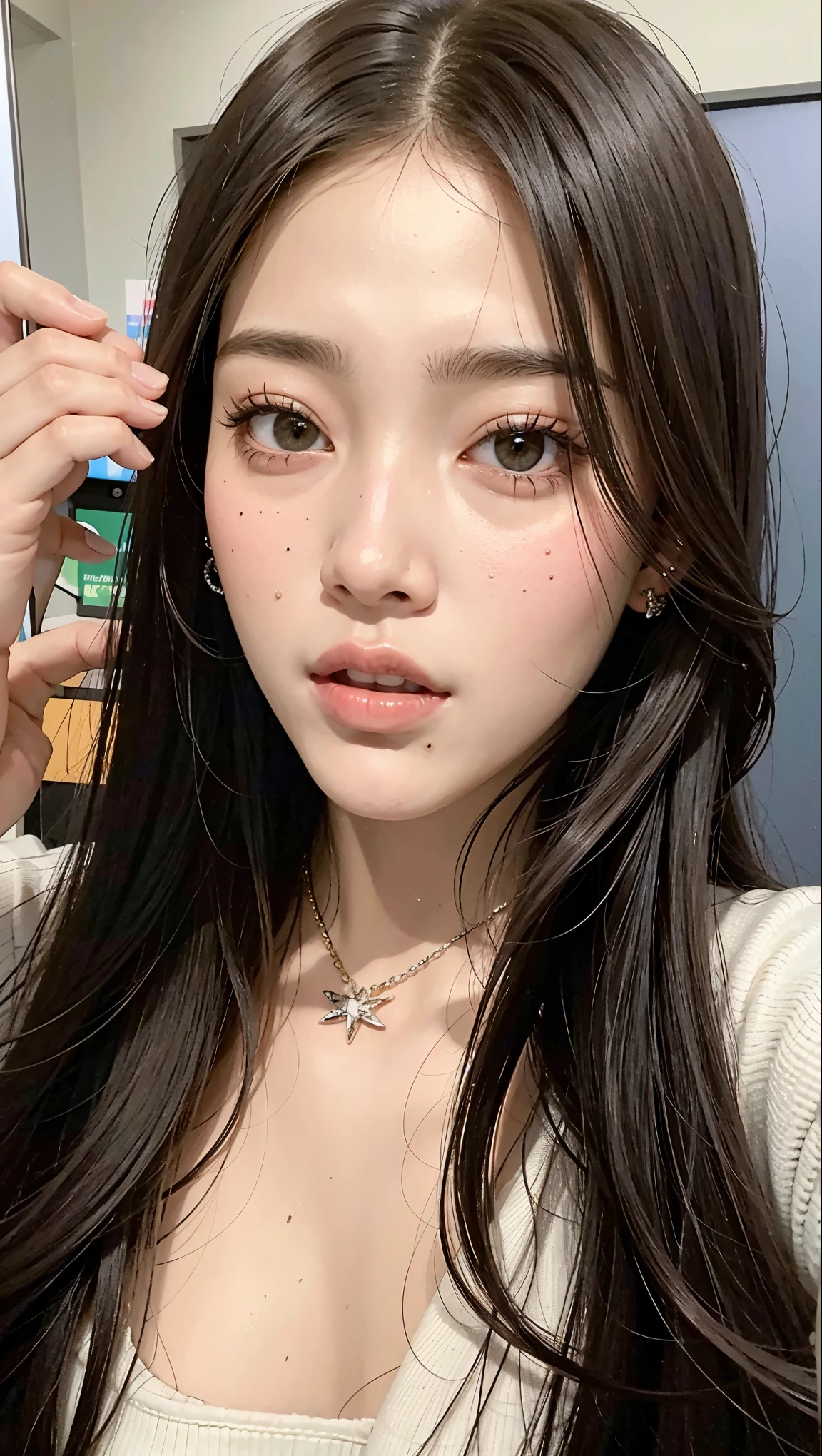 ((best quality, 8K, master piece:1.3)), sharp:1.2, beautiful woman with perfect figure:1.4, slim abs:1.2, ((layered hairstyles, huge tit:1.3,cleavage:1.2)), (Long shirt with sheer white buttons:1.1),(rain,street:1.2),get wet:1.5,Highly detailed face and skin texture,detailed eye,double eyelid,nude, pink nipples, not wearing clothes