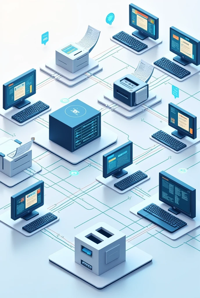 Design a network diagram for a small clinic that includes the following elements::
the Computers (pc)
o Printers o Server o Network devices (router, switch, hub)

a little more understandable and less generic
