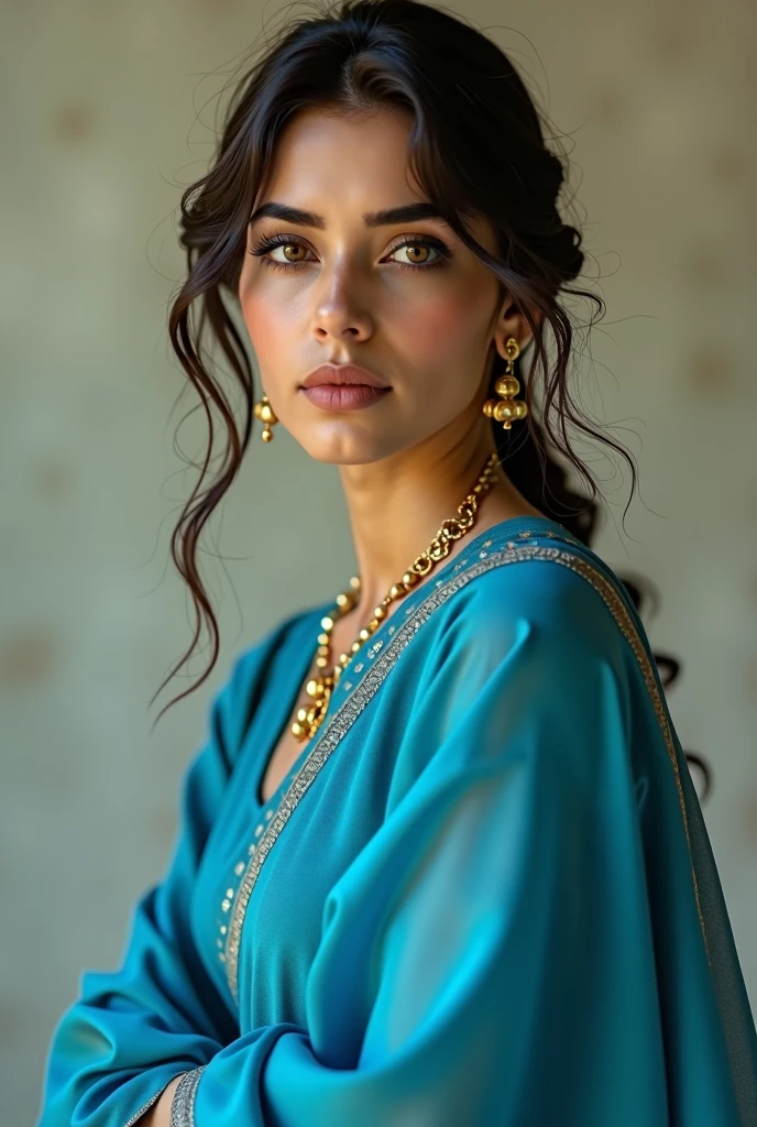 a beautiful young indian girl, wearing a blue saree, porcelain white skin, extremely detailed portrait, high quality, realistic, photorealistic, 8k, best quality, masterpiece, sharp focus, physically-based rendering, vivid colors, intricate details, elegant pose, serene expression, soft lighting, warm color tones,same face