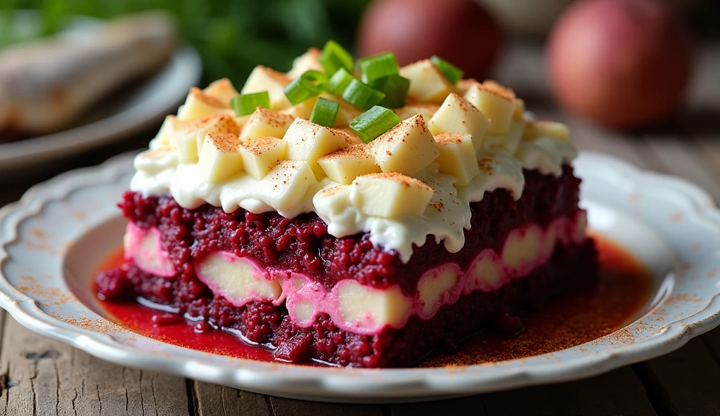 Russian dish herring under a fur coat