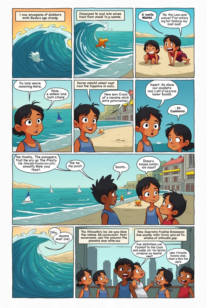 Create a 10-panel comic strip where the concepts of waves and the Doppler effect are applied.