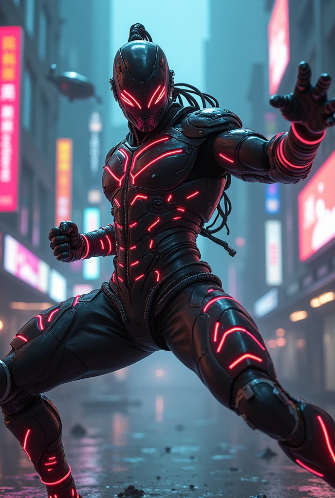 master kami strong cyber punk style in fighting pose