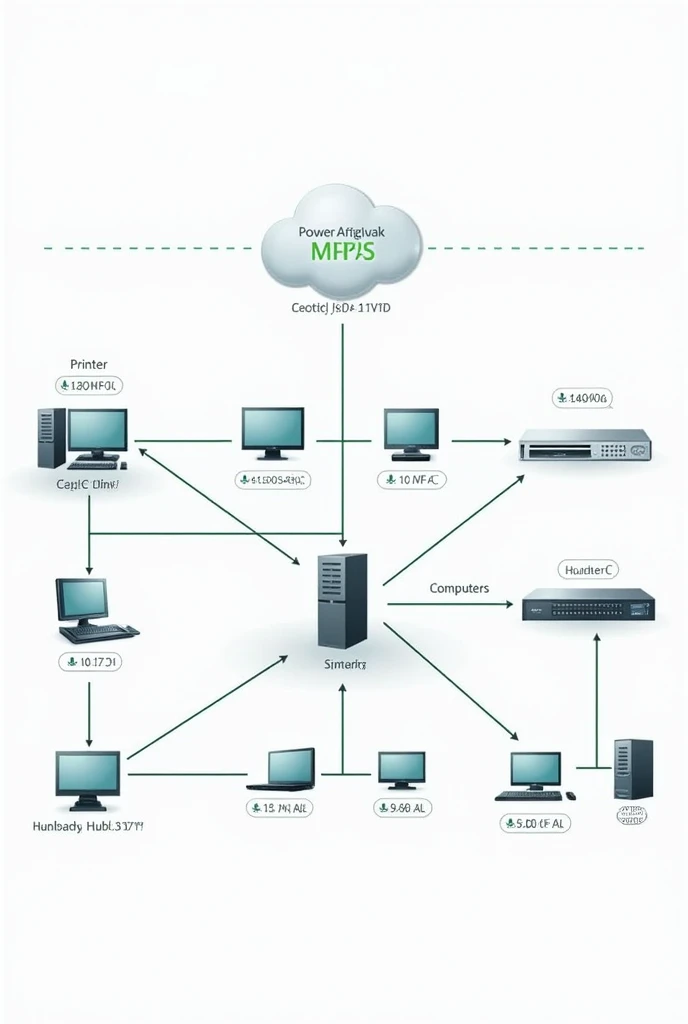 Design a network diagram for a small clinic that includes the following elements::
the Computers (pc)
o Printers o Server o Network devices (router, switch, hub)
