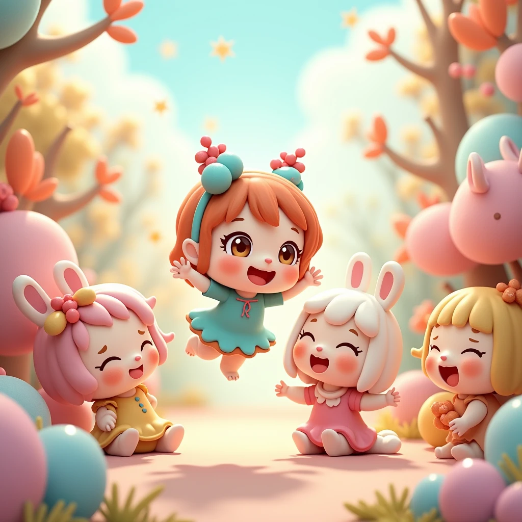 scene of pure joy and happiness, Whimsical Chibi painting art style, combines whimsical elements with chibi character, soft and pastel colors, dynamic and playful compositions, captures the essence of cuteness and whimsy, professional-grade execution, evokes a sense of joy and delight, (best quality, masterpiece, photorealistic), very aesthetic, perfect composition, intricate details, ultra-detailed, vivid colors