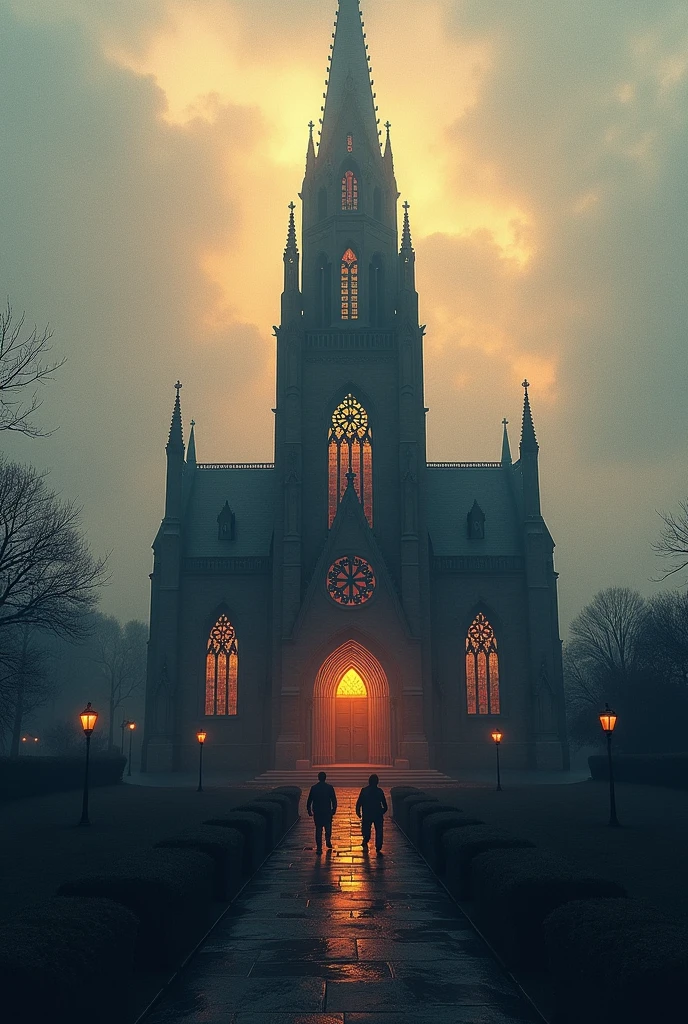 Art with the phrase THE ANSWER with a church in the background