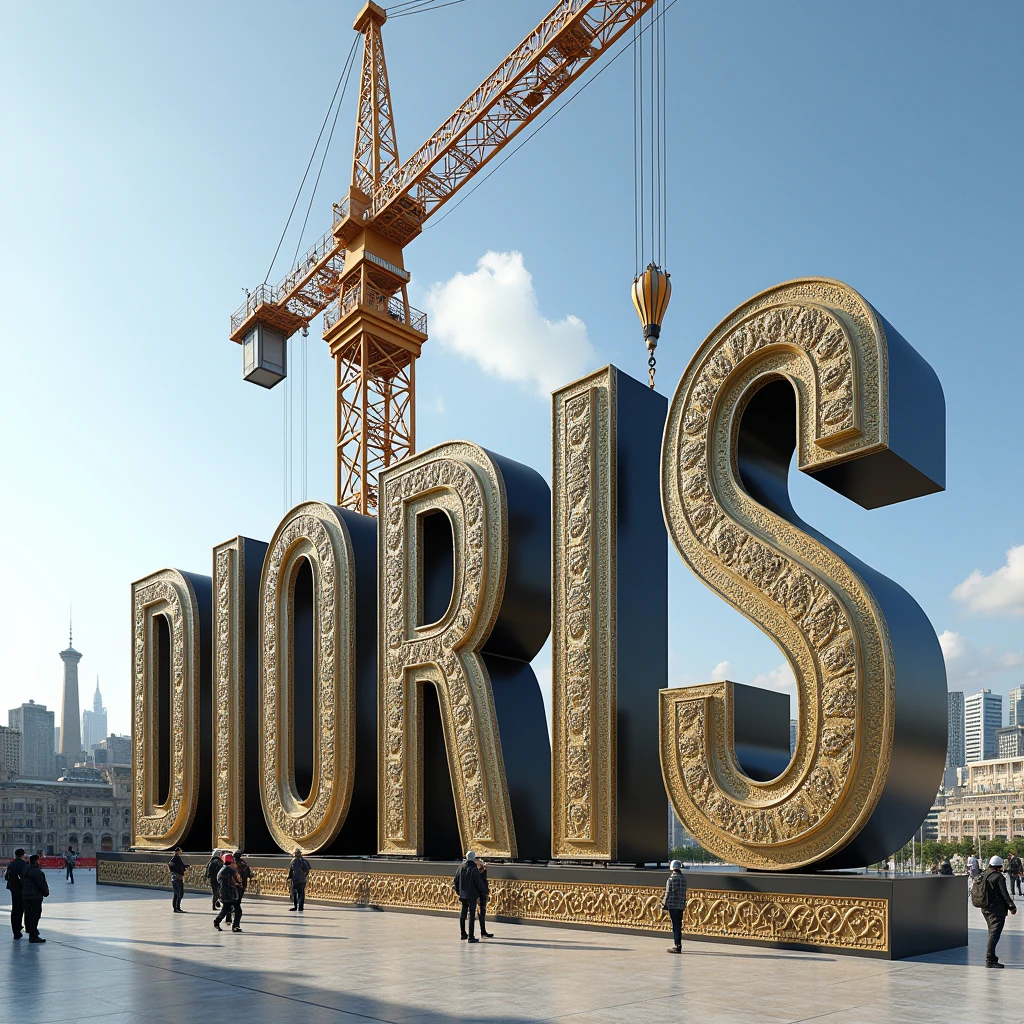Placing these giant DIORIS letters using a crane