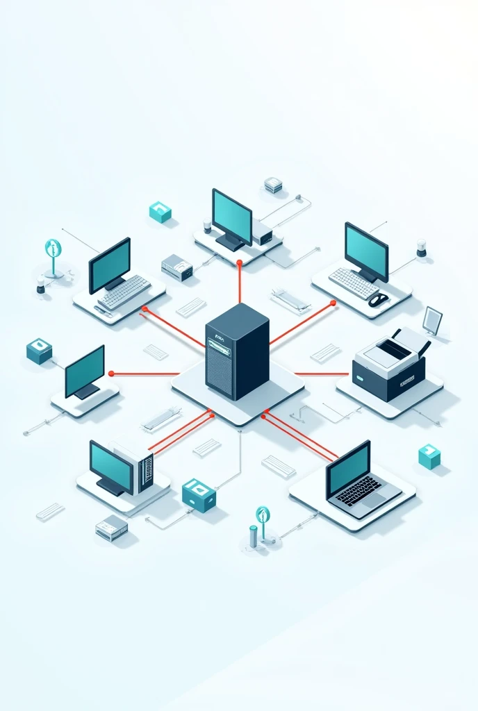 Design a network diagram for a small clinic that includes the following elements::
the Computers (pc)
o Printers o Server o Network devices (router, switch, hub)
in a simple way