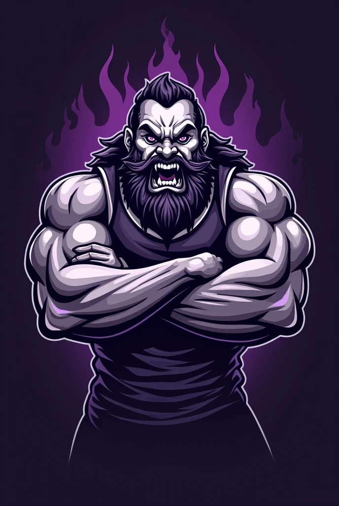 Create a logo that instills morale and fear in your opponents, for my volleyball team called 7 dwarves, using the colors purple and white