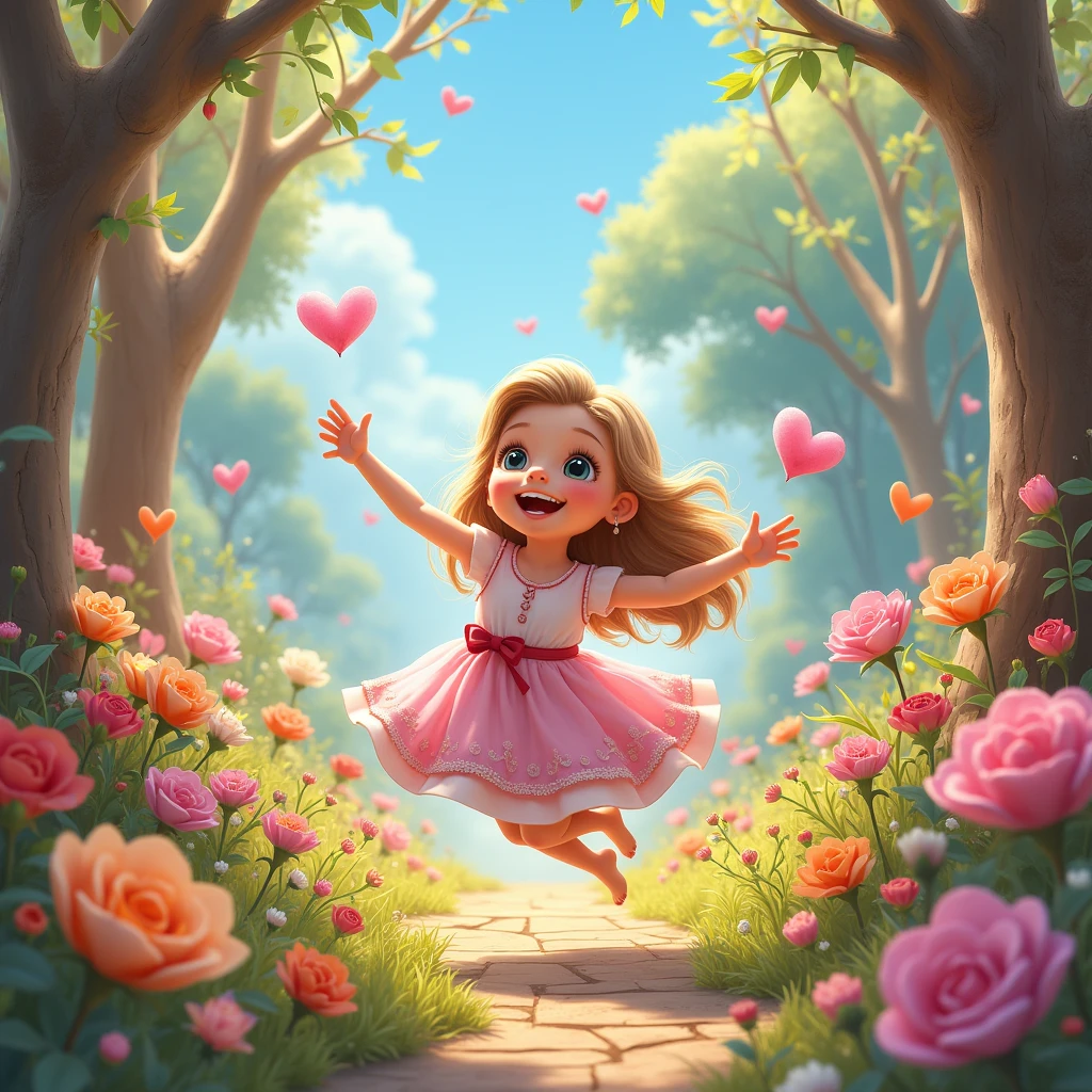 scene of pure joy and happiness, Fairy tale chronicles art style, digital painting, storybook-like illustration, charming character, vibrant and pastel colors, whimsical environments, detailed and imaginative scenes, professional-grade execution, creates an enchanting and narrative-driven world, (best quality, masterpiece, photorealistic), very aesthetic, perfect composition, intricate details, ultra-detailed, vivid colors
