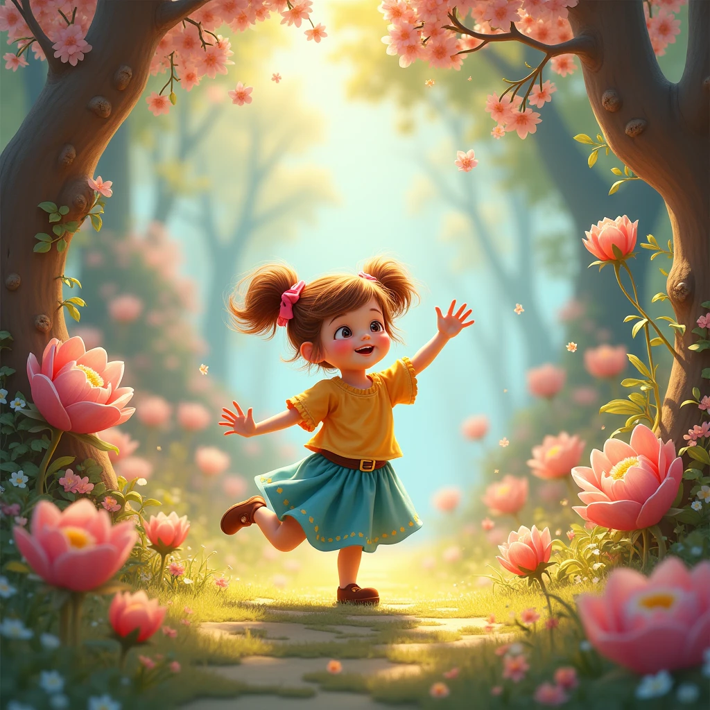 scene of pure joy and happiness, Fairy tale chronicles art style, digital painting, storybook-like illustration, charming character, vibrant and pastel colors, whimsical environments, detailed and imaginative scenes, professional-grade execution, creates an enchanting and narrative-driven world, (best quality, masterpiece, photorealistic), very aesthetic, perfect composition, intricate details, ultra-detailed, vivid colors