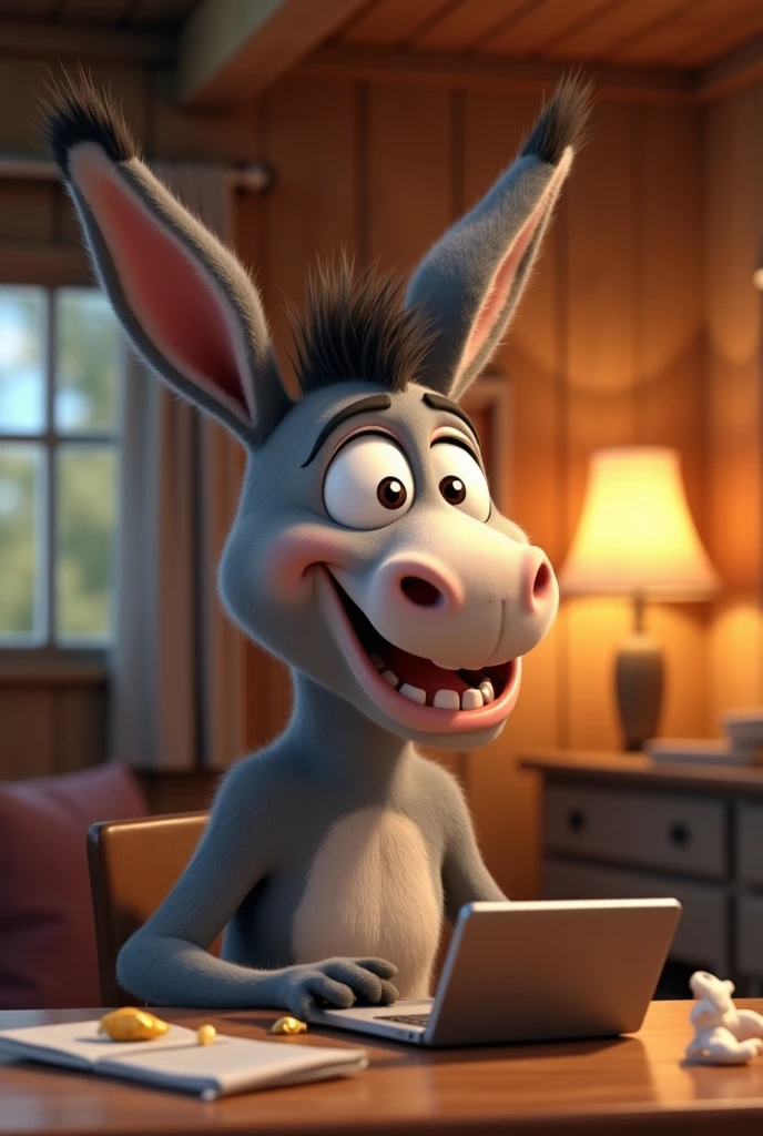 Create a donkey laughing at funny videos