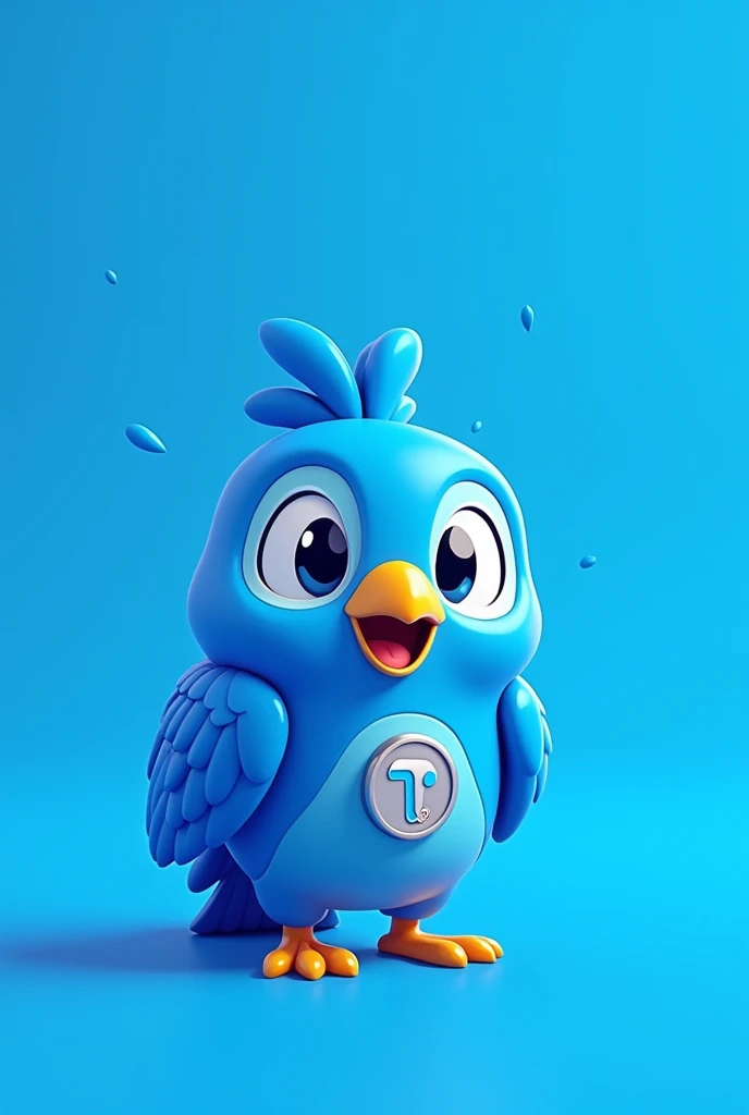 blue face , plain blue background , coin logo , ton coin metwork , cute , parrot ceo