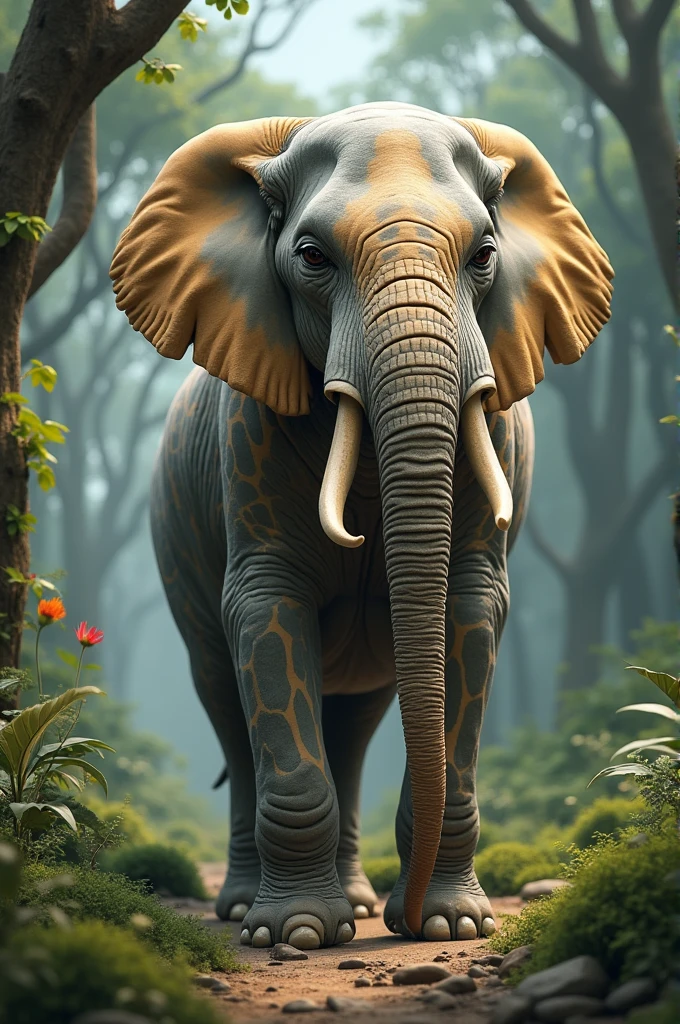 Elephant mixed with a giraffe to form a mutant animal