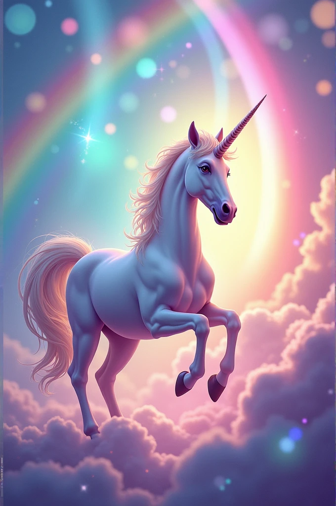 unicorn, colorful rainbows