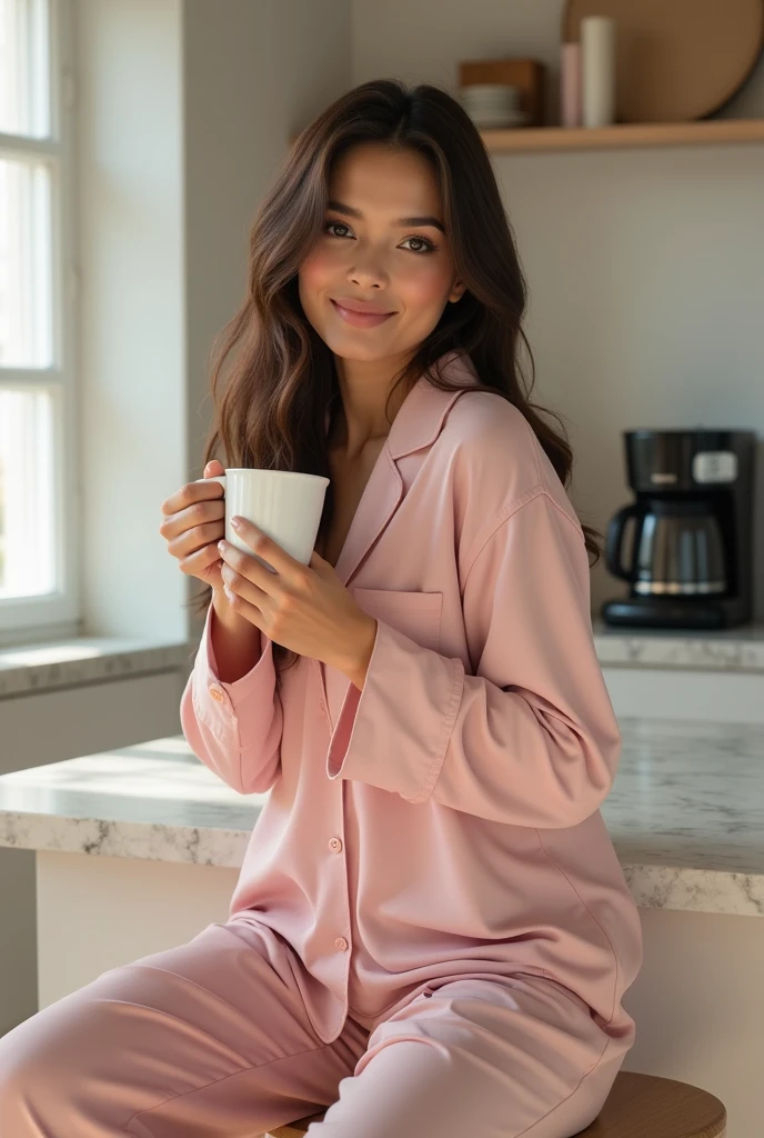 seed (4196929650) 18 years old hungarian girl instagram photo drinking coffee in her bed wearing pink pijama no makeup