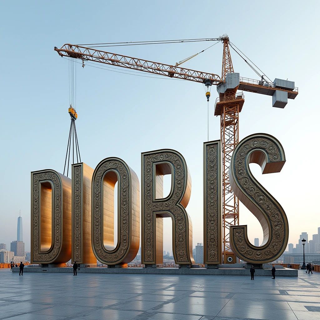 Placing these giant DIORIS letters using a crane