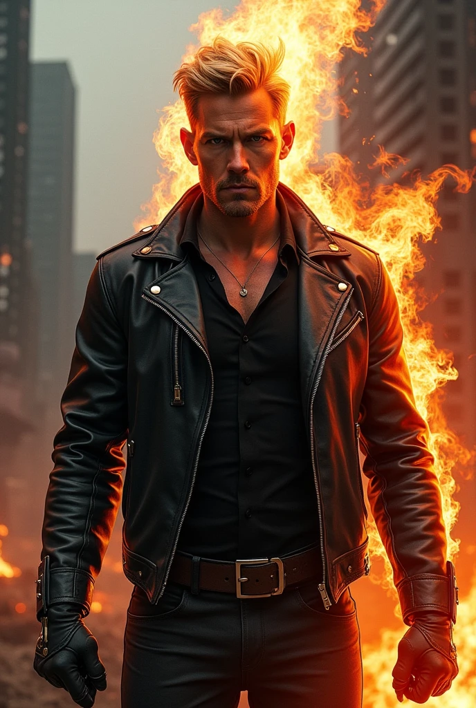 Create an image of Actor Jensen Ackles as Marvel's Ghost Rider